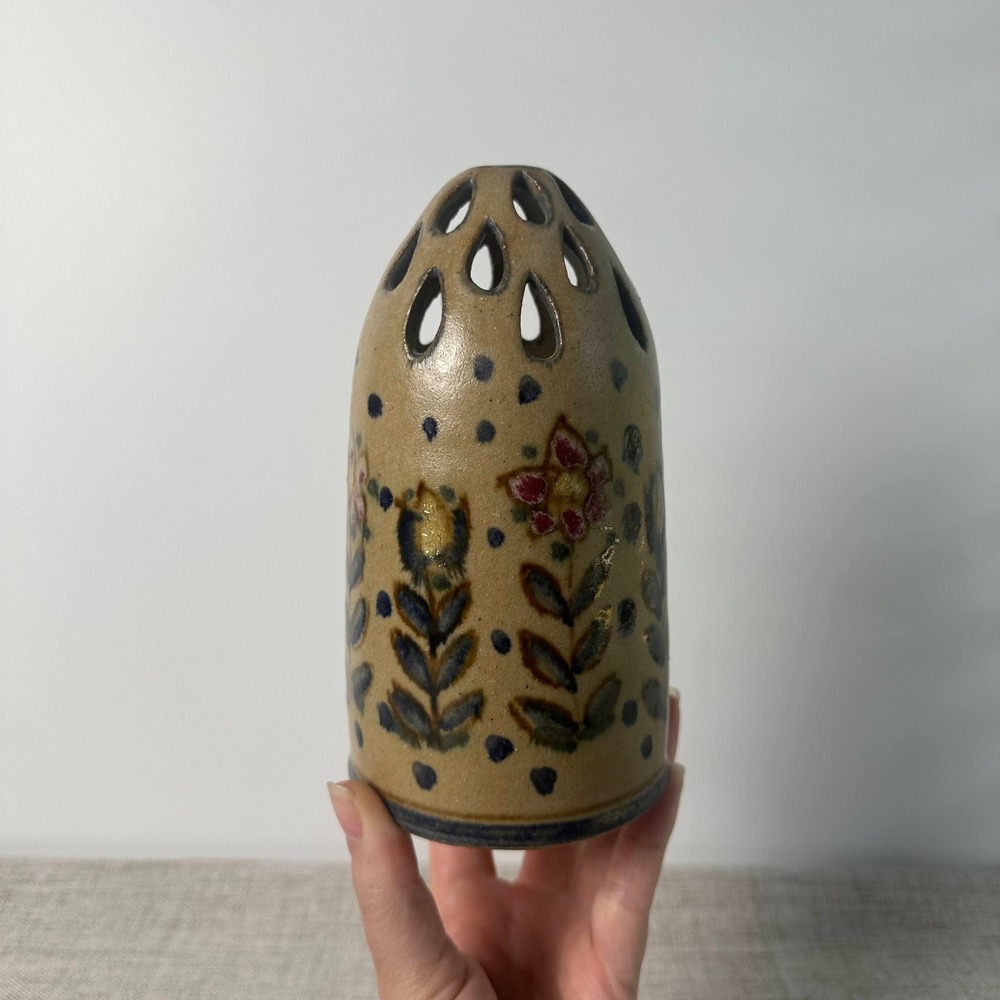 Vintage Berkshire Pottery Flower Frog Vase Floral Stoneware 1970s